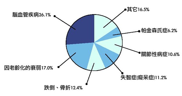 高齡者需照護的原因圖表